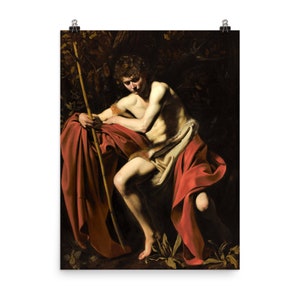 Heiliger Johannes der Täufer in der Wüste von Caravaggio Poster Print