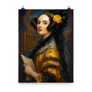 Ada Lovelace Vintage Art Poster - Inspirational STEM Icon Print for Modern Wall Decor, Unique Gift for Tech Enthusiasts