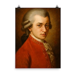 Mozart Wall Art: Vintage Style Poster Print of Classical Composer - Ideal Gift for Music Lovers and Elegant Decor