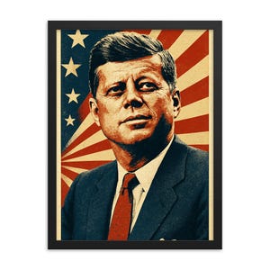 JFK John F Kennedy Framed Wall Art Print – Iconic Presidential Portrait, Vintage American History Decor, Unique Gift for History Buffs