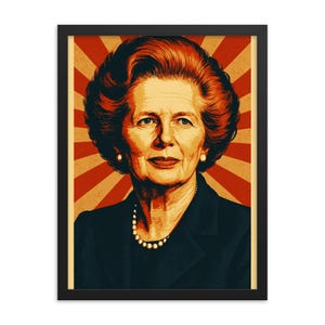 Margaret Thatcher Framed Print – Iconic British Prime Minister Wall Art, Vintage Political Portrait Decor, Unique Gift for History Lovers