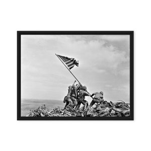 Raising the Flag on Iwo Jima Framed Canvas Print - Canvas Wall Art