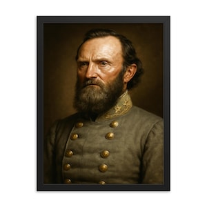 Stonewall Jackson Framed Print: Rare Civil War Portrait Wall Art