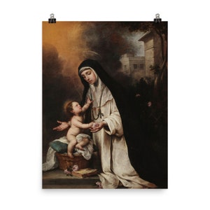Póster impreso de Santa Rosa de Lima de Bartolomé Esteban Murillo