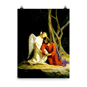 Carl Bloch Angel Comforting Jesus Print: Garden of Gethsemane Art