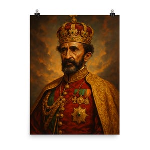 Epic Haile Selassie Portrait Poster - Vibrant Wall Art Print, Unique Home Decor Best Seller, Reggae Emperor Tribute