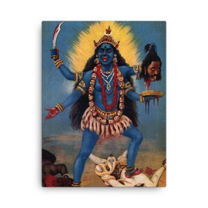 Kali par Raja Ravi Varma Impression sur toile – Décoration murale sur toile