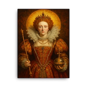 Canvasafdruk portret portret Elizabeth I – vorstelijke Tudor kunst aan de muur, historisch koningin decor, renaissance huiscadeau