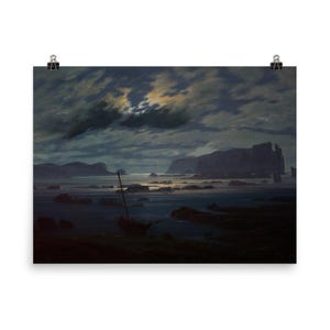 Northern Sea Moonlight 1824 Poster Print - Caspar David Friedrich Art - Timele Romantic Wall Decor