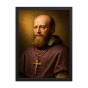 Framed Saint Francis de Sales Portrait: Catholic Home & Office Decor