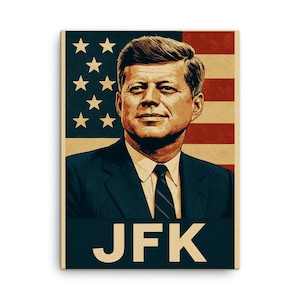 John F Kennedy Canvas Print – Iconic Presidential Portrait Wall Art, Historic Home Decor, Unique JFK Gift