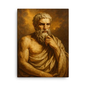 Epicurus Philosophy Canvas Print – Ancient Greek Wisdom Wall Art Decor, Vintage Scholar Portrait, Inspirational Home Gift