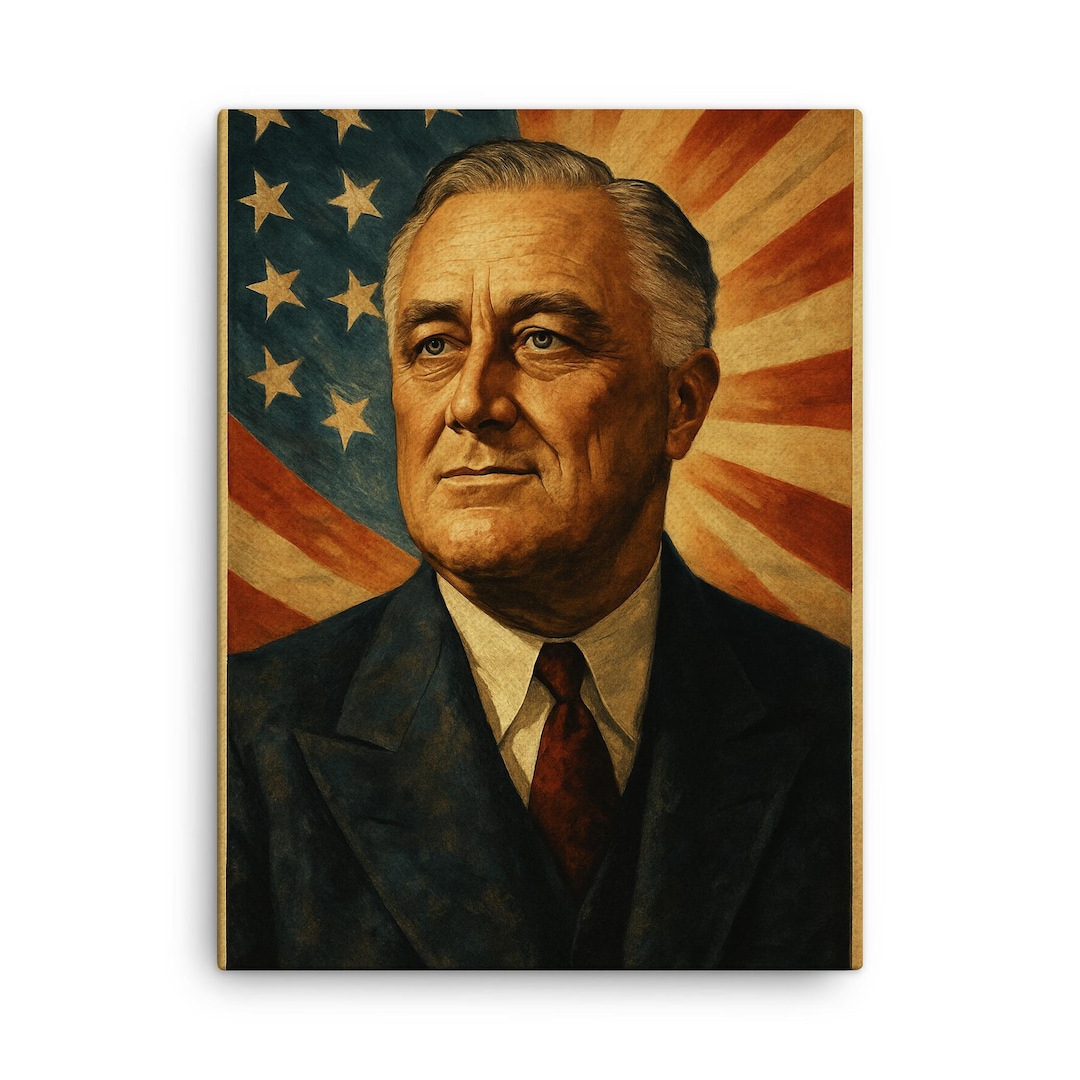 Franklin D Roosevelt Canvas Print – Historic FDR Portrait Wall Art ...