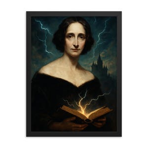 Mary Shelley Framed Print – Gothic Literary Wall Art, Unique Author Portrait, Romantic Writer Home Decor, Gift for Book Lovers