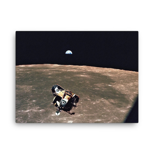 Apollo 11 Earth View as the Lunar Module Eagle Leaves the Moon Canvas Print - Canvas Wall Art
