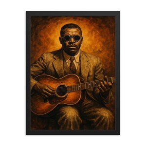 Blind Willie Johnson Framed Print: Blues Legend Portrait in Samba Wood