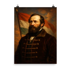 Lajos Kossuth Vintage Poster Print: Hungarian History Wall Art