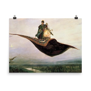 Vasnetsov 1880 Flying Carpet Poster Print - Vintage Russian Wall Art Masterpiece, Unique Home Decor