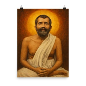 Sri Ramakrishna Spiritual Poster: Sacred Meditation Decor