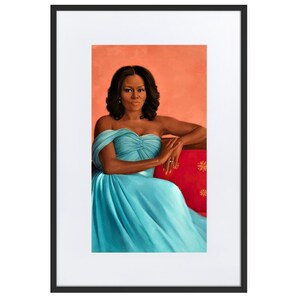 Impresión enmarcada con retrato oficial de Michelle Obama y paspartú