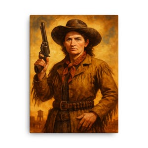 Calamity Jane Canvas Print: Handmade Wild West Portrait Art