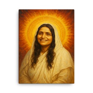 Anandamayi Ma Canvas Print – Spiritual Wall Art, Sacred Indian Guru Portrait, Boho Meditation Room Decor