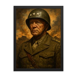 George S Patton gerahmter Druck: Vintage WWII Militär Portrait