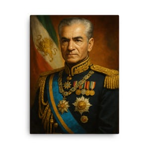 Impressão em tela de Mohammad Reza Pahlavi – Arte de parede do Xá Persa, decoração de luxo para casa, retrato icônico da realeza iraniana