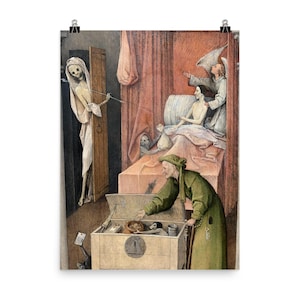 Der Tod und der Geizhals von Hieronymus Bosch Poster Druck
