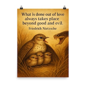 Póster de Nietzsche: "¿Qué se hace por amor?" - Inspiración para la decoración del hogar