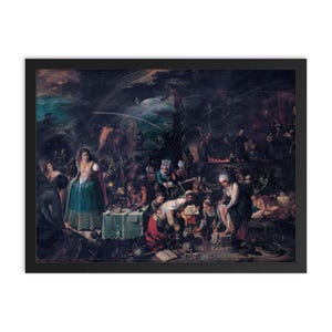 Hexensabbat gerahmter Druck - Frans Francken der jüngere 1607 Gothic Wandkunst, historisches okkultes Dekor, Dark Witchcraft Home Gallery