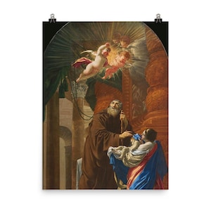 São Francisco de Paula ressuscitando uma criança por Simon Vouet Pôster impresso