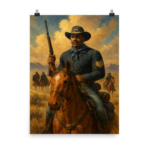 Buffalo Soldiers Wall Art Print Historic Tribute Poster African American Military Decor Home Office Gift
