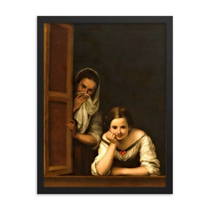 Two Women at a Window by Bartolome Esteban Murillo Framed Print
