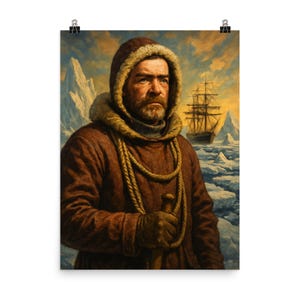 Póster vintage de Ernest Shackleton - Arte mural de explorador histórico - Decoración única para aventuras náuticas
