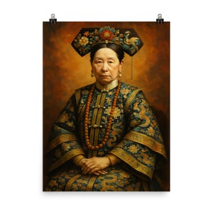Kaiserin Dowager Cixi Poster Druck | Orientalische Wandkunst | Historische Chinesische Eleganz für Wohnkultur | Einzigartiges Geschenk