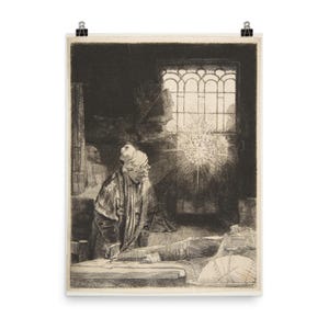 Póster de Un erudito en su despacho (Fausto) de Rembrandt