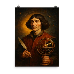 Nikolaus Kopernikus Poster Druck - Vintage Astronom Kunst für Büro Dekor - Einzigartige Wissenschaft Wandkunst für Zuhause