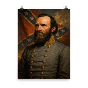 Stonewall Jackson Civil War Poster: Vintage History Art Print