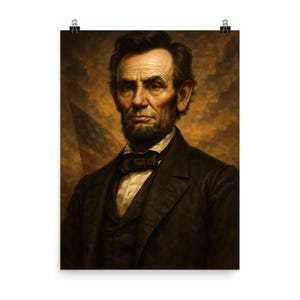 Abraham Lincoln Epic Wall Art - Historic Leader Portrait Poster Print - Vintage Decor for Home or Office