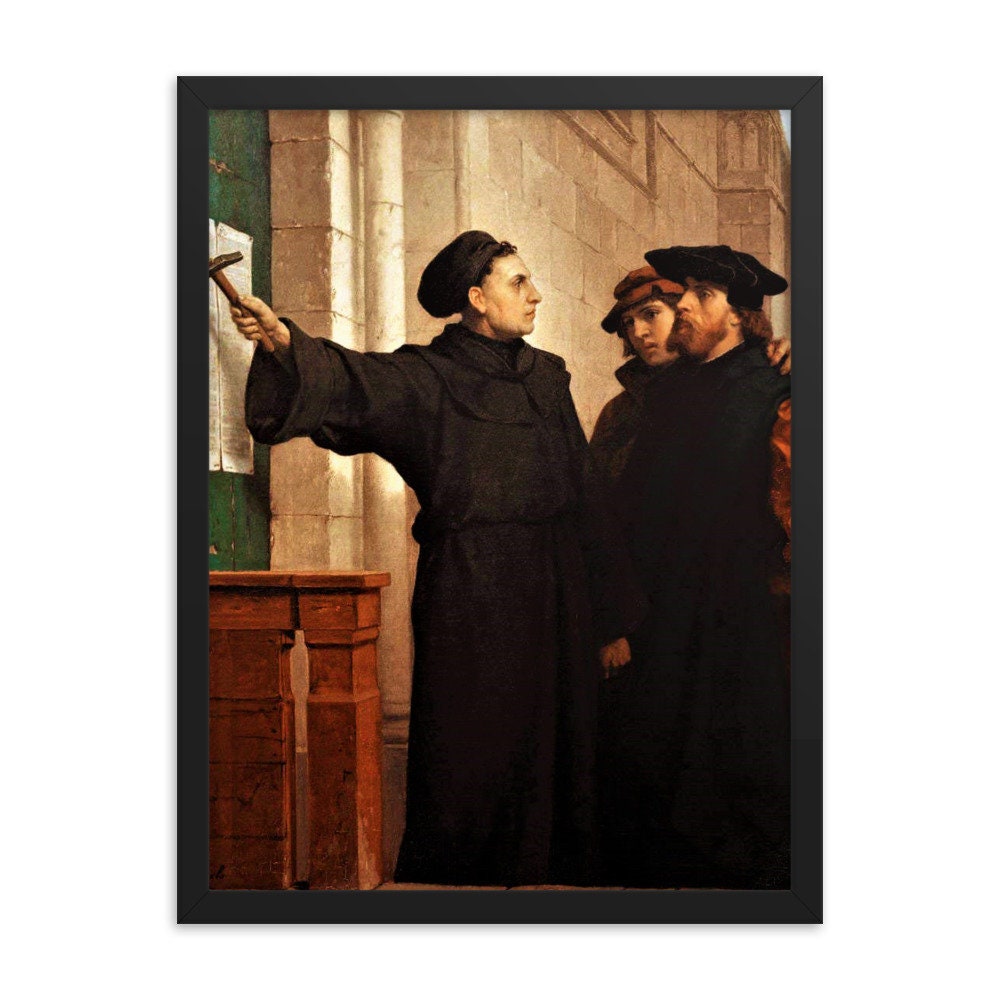 Martin Luther Posting his 95 Theses Framed Print