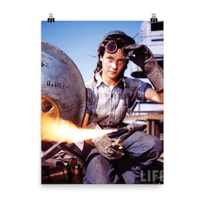 Vintage WWII 1943 Female Welder Poster - Iconic Bernard Hoffman Photo Wall Art for Home Decor & History Lovers