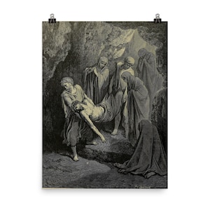 Gustave Dore, The Burial of Christ by Gustave Dore Poster Print, Dark Academia Print