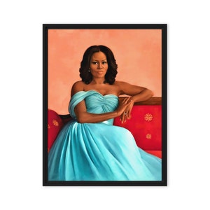 Michelle Obama Official Portrait Framed Canvas Print - Canvas Wall Art