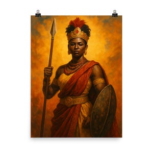 Nzinga of Ndongo Wall Art | Vibrant African Queen Poster Print | Historic Tribal Decor for Cultural Home Elegance
