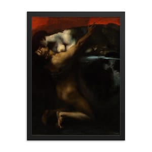 Framed Kiss of the Sphinx Art Print: Vintage Symbolist Wall Decor