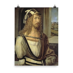 Impresión de póster de autorretrato de Alberto Durero (1498) / Decoración de pared vintage / Reproducción de obra maestra con calidad de museo