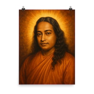 Paramahansa Yogananda Wall Art – Inspirational Guru Poster Print for Meditation Room, Enlightening Spiritual Decor