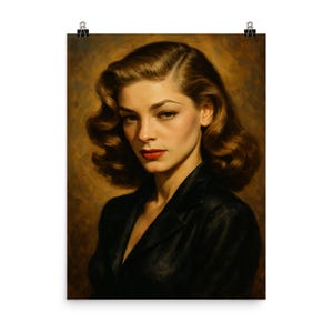 Lauren Bacall Vintage Glamour Poster: Iconic Hollywood Wall Art