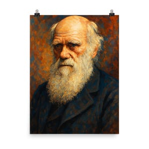 Charles Darwin Portrait Wall Art Poster Print - Victorian Scientist Decor, Unique Historical Home Study Artwork